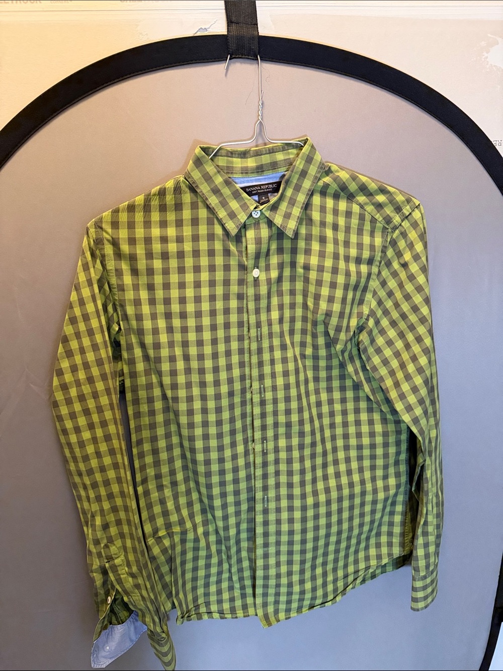Banana Republic Button-Down Plaid Shirt - Green Check